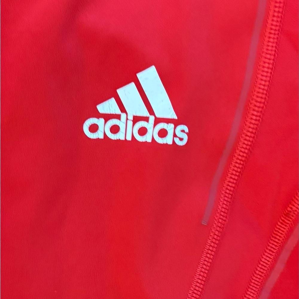 Adidas lux 7/8th length leggings woman Sz large activewear red mesh perforated - Picture 4 of 9